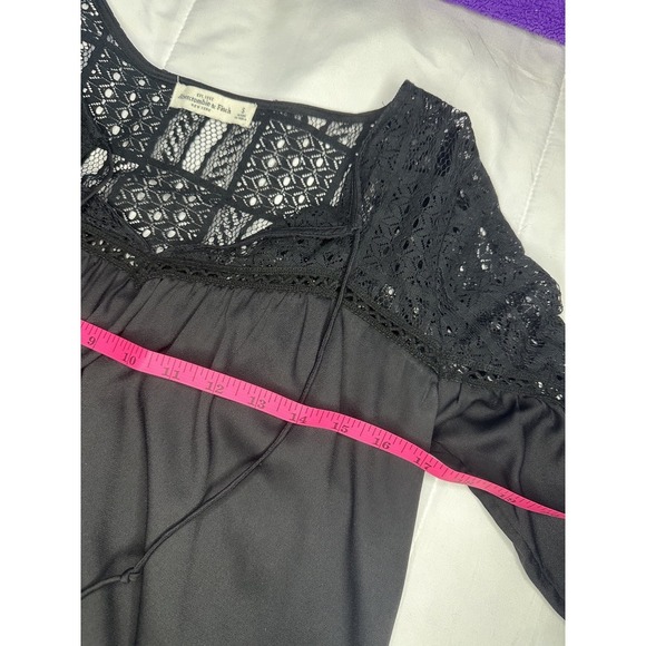 Boho Abercrombie & Fitch Women's Peasant‎ Top With Crochet Lace Size Small - Picture 7 of 7